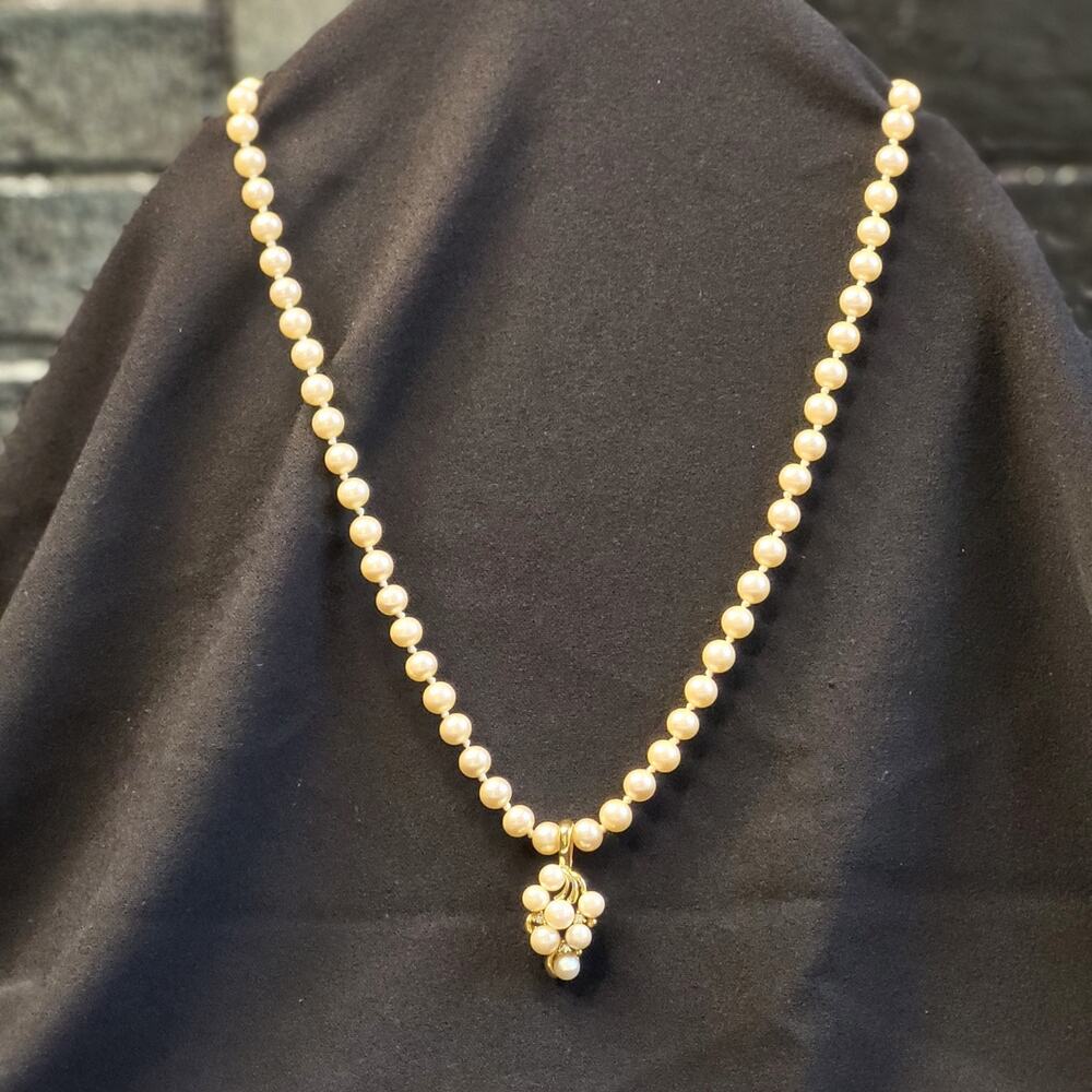 Vintage Pearl and Gold Tone Convertible Pendant Necklace Made in Japan